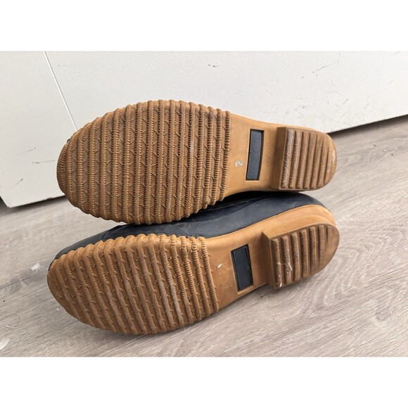 Tommy Hilfiger Tartan Plaid Navy Waterproof Preppy Duck Boots Zip Side Sz 8 - Picture 6 of 9